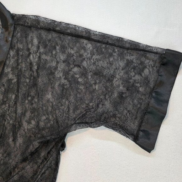 Victorias Secret NEW Black Lace Open Front Lightweight Sheer Robe Whimsigoth M/L - Picture 6 of 9